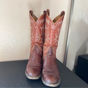 Tony Lama Tan Leather Cowboy Boots